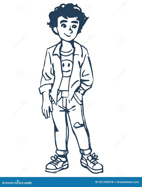 Clipart Black Outline Child Schoolboy Boy Vector Illustration In