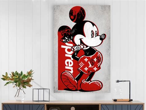 Supreme Mickey Mouse Disney Canvas Wall Art Decor Kid Etsy