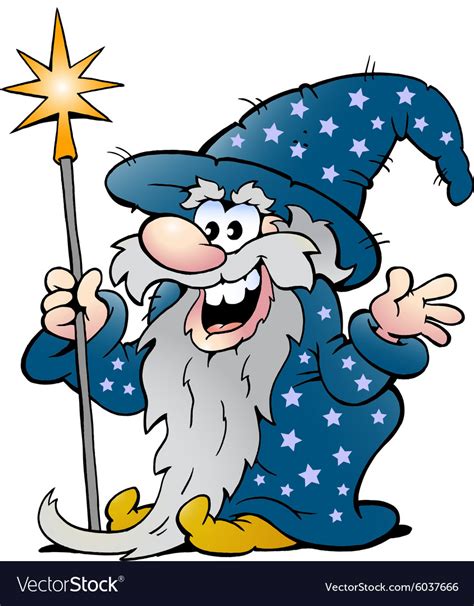 Cartoon Of A Happy Old Wizard Magic Man Royalty Free Vector