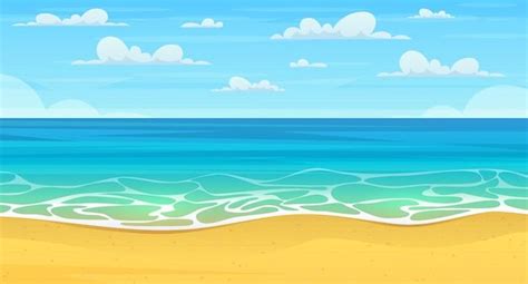 Playa De Verano De Dibujos Animados Paraíso De Vacaciones En La