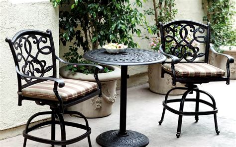 The steel frames and the aluminum feet make the table and chair sturdy and stable, but since the construction is also lightweight, all items are easy to move around. Patio Furniture Bistro Set Cast Aluminum 30" Round ...