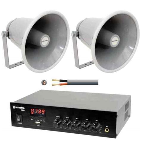 12v Outdoor Pa System 2 X 25w Weatherproof Horn Speakers For Sale Online Ebay