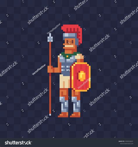 Ancient Roman Warrior Pixel Art Character Vector De Stock Libre De