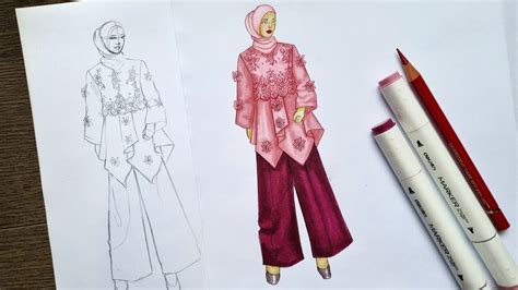 Desain Cara Melukis Baju Gaun Sketsa Tradisional Dress Etnik