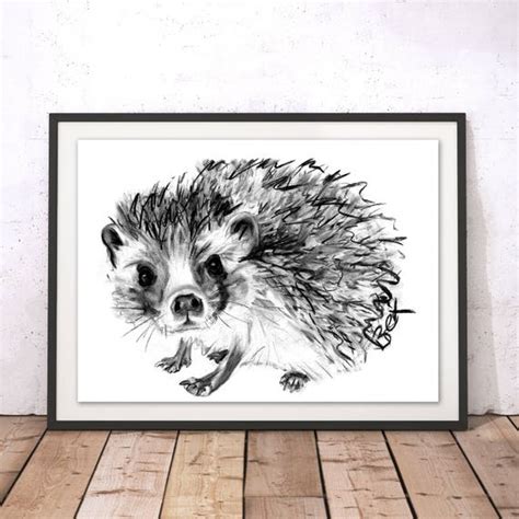 Hedgehog Art Print Hedgehog Framed Wall Art Hedgehog