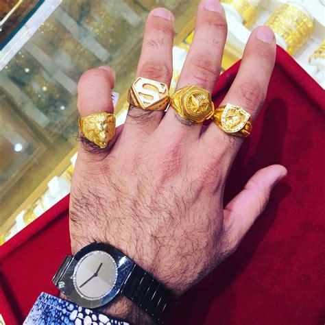 Luxury big gold rings for men women fine jewellery cubic zircon micro paved rhin. Custom made men ring Royal dubai jewellers 7146 airport ...
