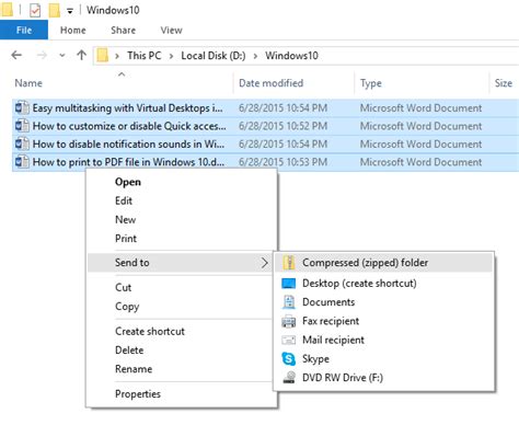 The file explorer in windows 10 has a zip command in the ribbon menu. How to zip and unzip files in Windows 10 - SimpleHow