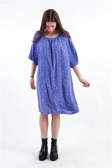 1960s Mod Lilac Dress Vintage 70s Shift Dress Silk Pi Gem