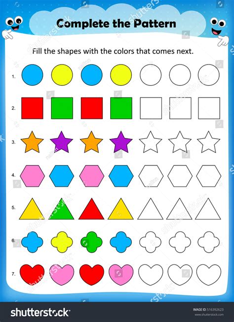 Esl Pages Patterns Worksheets Pattern Worksheet For Kindergarten 1