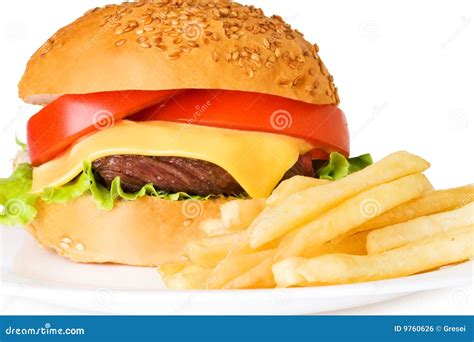 French Fries And Hamburger Stock Photo Image Of Brown 9760626