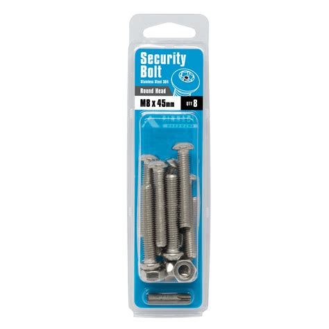 Security Bolt M8 125 X 45 Stainless Steel Round Head Pinnacle Hardware