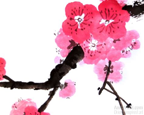 Cherry Blossom Painting Original Sumi E On Shikishi Board Etsy