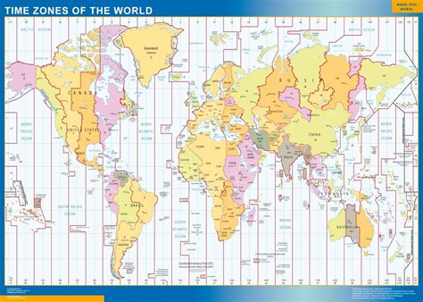 Time Zones World Map Bookshop Wall Maps Of The World