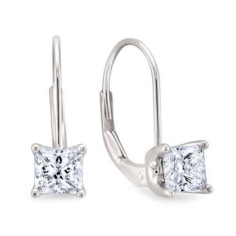 1 00 Ct Princess Cut Sim Diamond Drop Earrings For Women S In 14K White