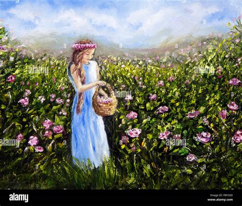 Art And Collectibles Sun Flowers Girl Portret Original Oil Painting On