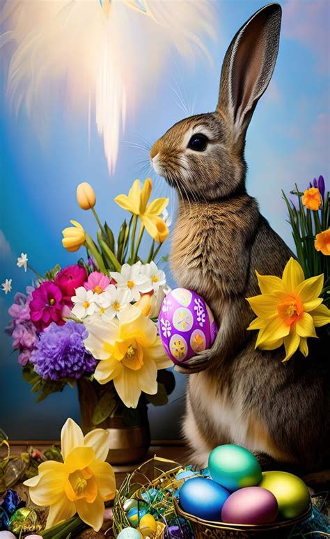 Easter Bunny Ai Generated Stock Image Image Of Flower Bunny 270070845