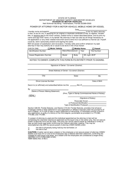 Florida Power Of Attorney Form Free Templates In Pdf Word Excel To