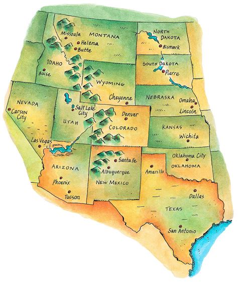 Map Of Western United States Digital Art By Jennifer Thermes Pixels