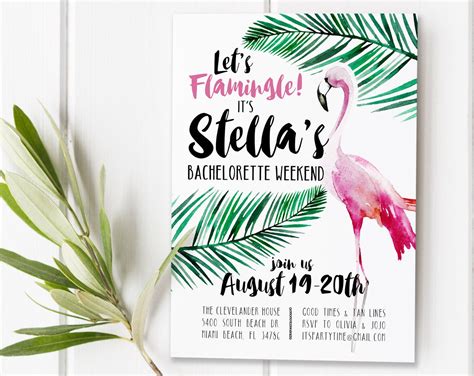 Flamingo Invitation Invite Lets Flamingle Bachelorette Etsy