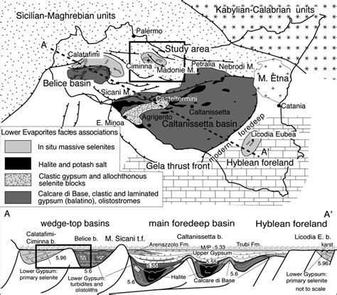 Simplified Geological Map And Cross Section Of Sicily Showing The
