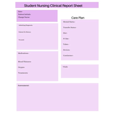 Nursing Student Report Sheet Nurse To Nurse Report Sheet Etsy