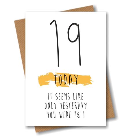 Funny 19th Birthday Card 19 Today Seems Like Only Yesterday Etsy Uk