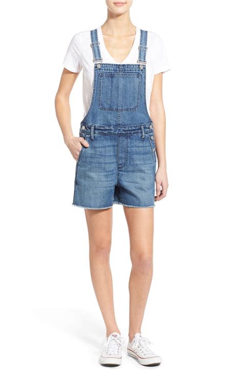 Madewell Cutoff Denim Short Overalls Nordstrom