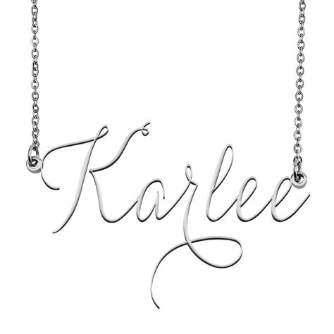Karlee Name Necklace Custom Personalized Name Plate Jewelry For