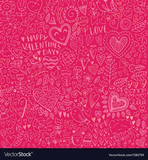 Valentines Day Seamless Sketch Pattern Vector By Qilli Image 7282759