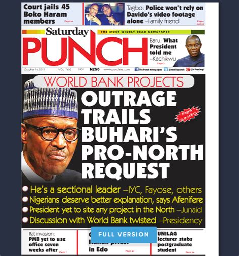 Naija Newspapers Today S The Punch Newspaper Headlines [14 October 2017] Politics Nigeria