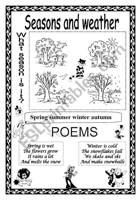 Seasons And Weather Poems Esl Worksheet By Irenfishka503