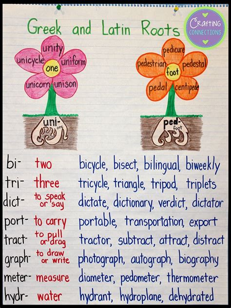 Crafting Connections Greek And Latin Roots Anchor Chart