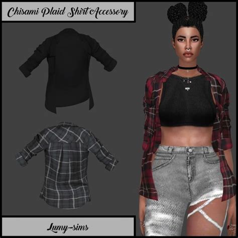 Lumysims Chisami Plaid Shirt Accessory Sims 4 Downloads