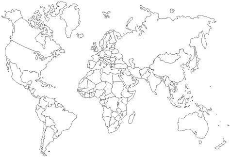 Outline Map Of The World With Countries Usefull Map