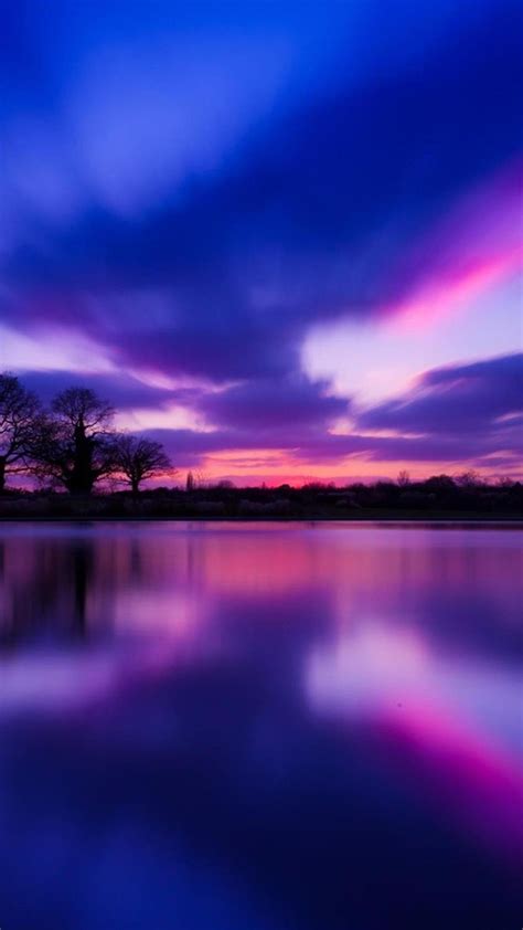 Sunset Lake Iphone 6 Plus Wallpaper Tree Reflection