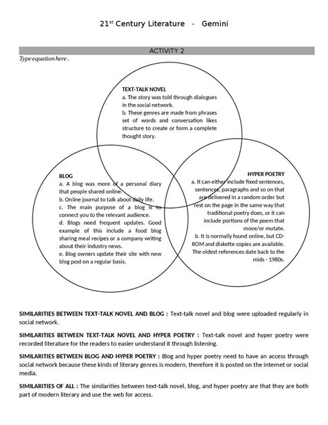 Best Answer Compare And Contrast These Modern Literary Genres Using The Venn Diagram Text Talk