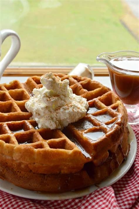 Apple Butter Waffles With Cinnamon Syrup Sugar Dish Me