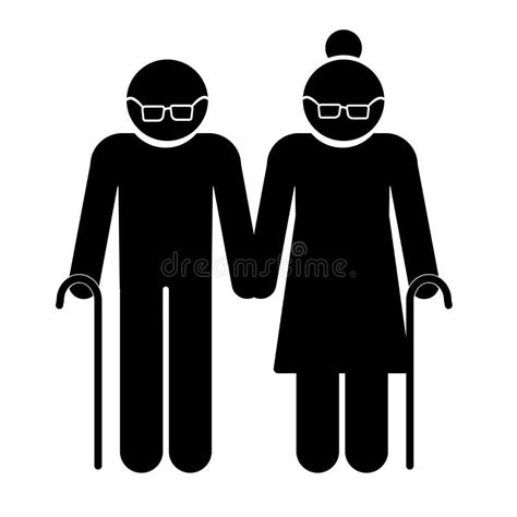 Elderly Symbol Old People Icon Simple Line Icon Stock Vector Illustration Of People Aging