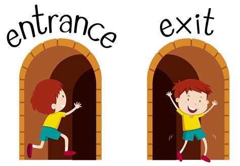 Opposite Wordcard For Entrance And Exit 448574 Vector Art At Vecteezy