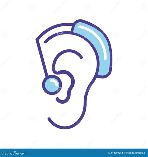 Blue Hearing Aid Icon Vector Illustration Isolated On White Background