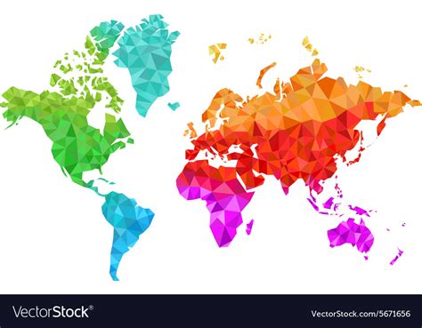 Geometric World Map In Colors Royalty Free Vector Image
