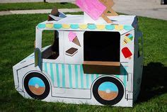 Kids handwork crafts carton size: Cardboard ice cream truck for 2 year birthday party | Ice ...