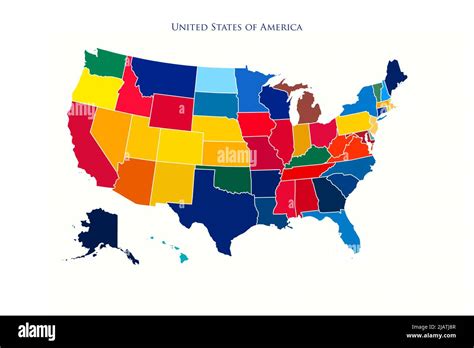United States Of America Colorful Map With States And Borders