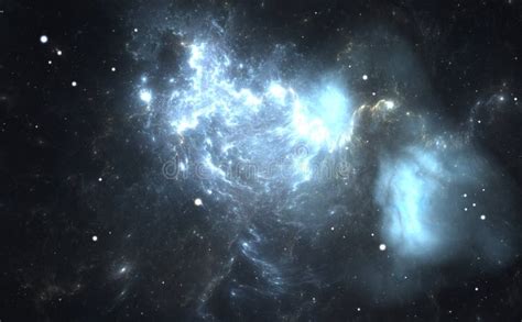Blue Nebula Cloud Of Gas And Dust Blocks The Light Of Distant Stars