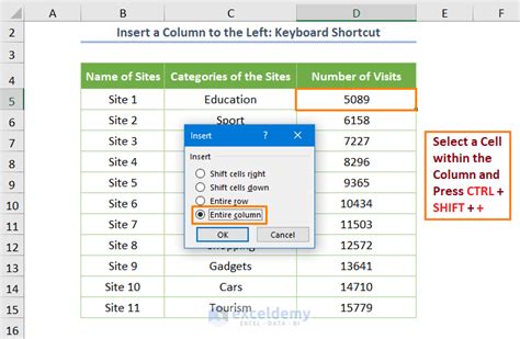 How To Insert A Column To The Left In Excel 6 Methods Exceldemy