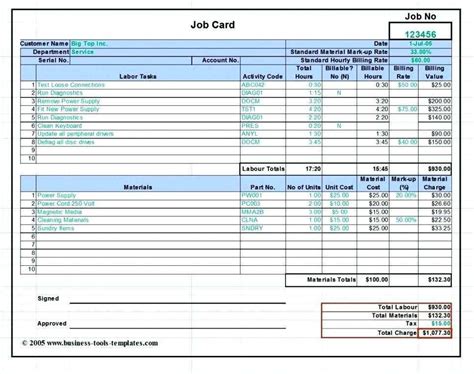 41 Customize Our Free Job Card Template Excel Free Download Psd File
