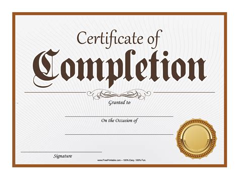 Customize Your Free Printable Completion Certificate