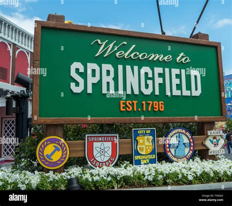 Universal Studios Theme Park Welcome To Springfield Sign In Simpson