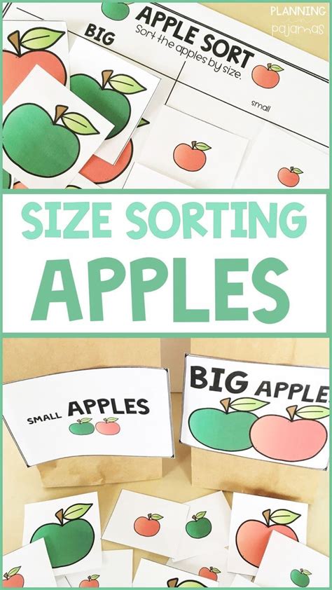 Apples Sorting By Size And Color Kindergarten Math Sorting Mats And