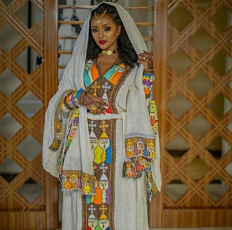 Clipkulture Beautiful Habesha Kemis Dress With Art Designs And Veil